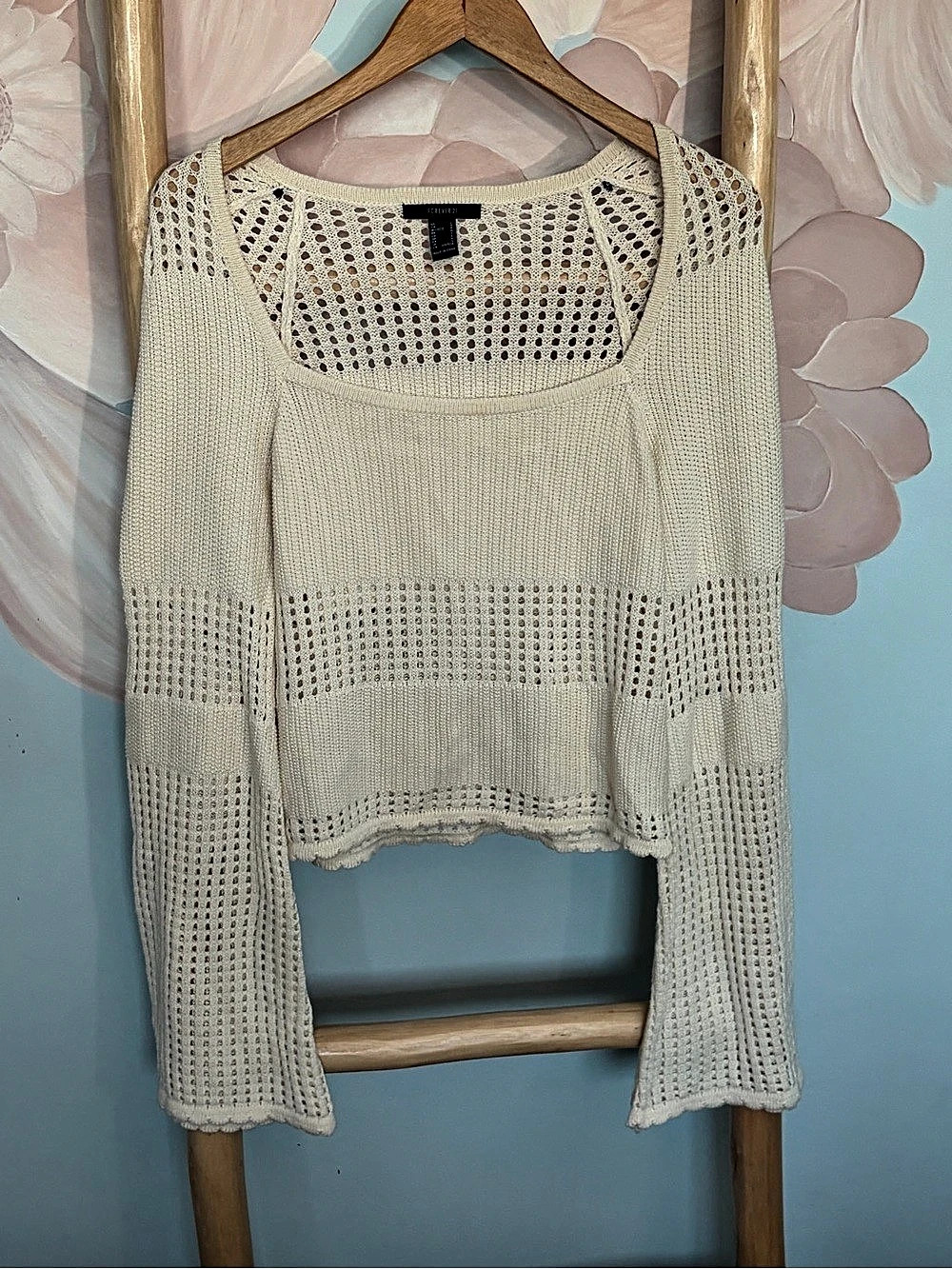 Forever 21 Cream Open Knit Sweater